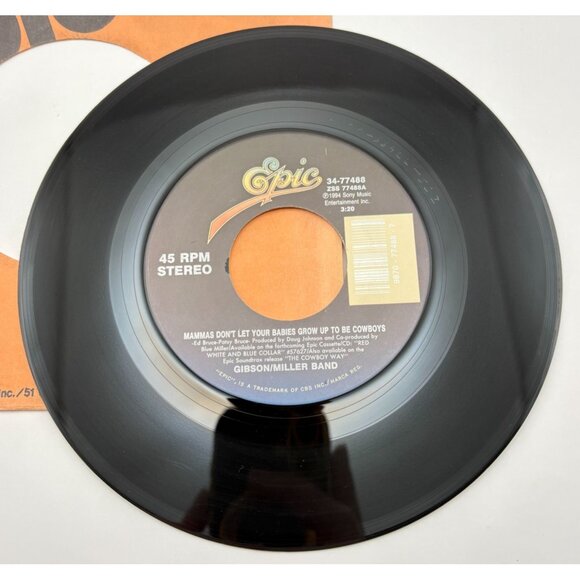 Gibson/Miller Band Mamas Dont Let Your Babies Grow Up to Be Cowboys 45 Country - Picture 4 of 6